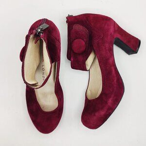 Sacha London womens 7 Vera Maroon Burgundy Platform Suede 3" Heels